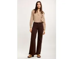 Toxik3 jeans - Wide leg broek choco met stretch voor dames S