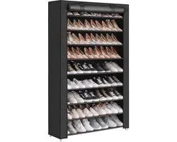 Rack à chaussures XXL extra large avec 9 niveaux - jusqu'à 54 paires de chaussures - 100cm de large et 160cm de haut - Noir