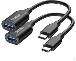 TRANSNECT - Super Fast - Adaptateur USB-C vers USB 3.1 - 2 Pièces - Type C Male Vers USB A 3.1 Femelle - Avec Technologie USB OTG - Samsung Galaxy Note 8/S8/S8+/S9 - iPad Pro 2018 - Nexus 6P/5X et Suite