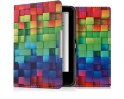 kwmobile e-reader hoesje geschikt voor Tolino Vision 1 / 2 / 3 / 4 HD hoes - E reader flip case met magnetische sluiting - Ereader cover - Regenboog Kusbussen design in meerkleurig / groen / blauw