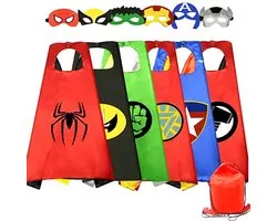 Costume d'Halloween Geweo Kinder : Set Cape et masque de Super-héros 6 pièces – Accessoires de vêtements pour bébé de déguisement pour Enfants – Jeu d'habillage pour Garçons et Filles – Cadeaux d'anniversaire