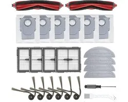 Kit d'accessoires 24 pièces pour Roborock Q10 S5+ – 2 brosses principales, 4 sacs à poussière, 6 serpillères, 4 filtres, 6 brosses latérales, 1 tournevis et 1 brosse de nettoyage