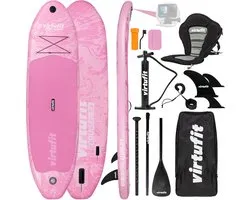 VirtuFit Cruiser Opblaasbaar SUP Board 305 cm - Max. 180 kg - Complete Set - Incl. Kajak Zitje, Peddel, Pomp, Tas & GoPro-mount - Stand Up Paddle Board - Roze