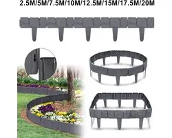 Gazonrand, kunststof, steenlook, 10 m, perkomranding, Garden Border van polypropyleen, maaikansluiting, tuinhek, 1 element BxHxD: 25x23x1 cm, antraciet
