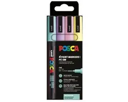Uni POSCA paintmarker PC-3M | 1 | 5 mm | etui van 4 stuks in geassorteerde zachte kleuren