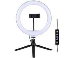 Grundig Selfie Ring Light met Statief - Ringlamp met 150 LED’s - TikTok Lamp - Selfie Ring Light met Telefoonhouder - Verstelbare Kleurmodi en Helderheid - Ringlicht voor Video’s en Foto’s