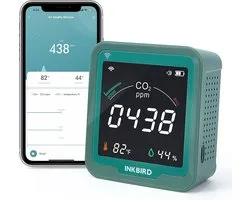 INKBIRD Moniteur de qualité de l'air intérieur WiFi, détecteur de CO2, capteur NDIR précis, température et humidité relative, compteur de CO2 intérieur avec enregistrement des données, pour Voitures, caves à vin, tentes de culture, maisons (INK-CO2W)