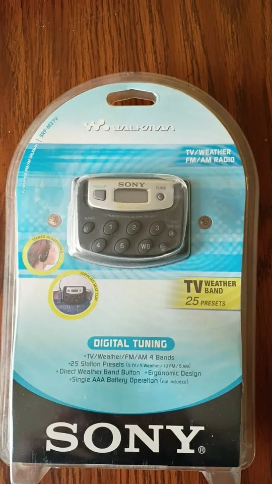 Sony SRF-M37V Walkman AM/FM Radio TV/Weather Digital Music 25 Presets NEW SEALED