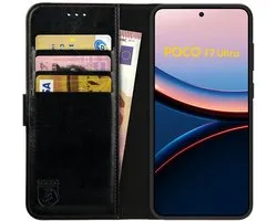 Rosso Element Geschikt voor Xiaomi Poco F7 Ultra | Wallet Book Case | Portemonnee Hoesje | 3 Pasjes | Magneetsluiting | Stand Functie | Zwart