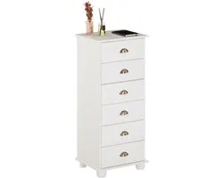 Ladekast COLMAR, massief grenen, wit, met 6 lades