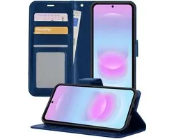 Étui - Convient pour Samsung Galaxy A37 - Luxe Bookcase - Walletcase Hoes - Portemonnee - Cover - Coque téléphone - Bleu foncé
