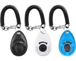 Sander Shop 3 Pack Dog Clicker avec Bracelet Élastique et Grand Bouton, Clicker d'Entraînement Professionnel pour Cat Dog Horse [Zwart+Blauw+Wit]