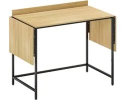 Inklapbaar Bureau – Computerbureau - Uitschuifbaar Bureau met Opbergruimte – Thuiswerk Bureau – Opklapbaar Bureau – Eiken + Zwart