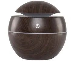 BOECK - Aroma Diffuser 130 ml – Diffuseur Air – Humidificateur en Wood foncé avec lumière LED et capteur tactile – Diffuseur de parfum compact pour chambre/bureau