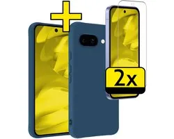 Coque en Siliconen pour Google Pixel 9a avec 2 Pixel de protection d'écran - Bleu Siliconen