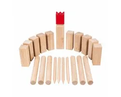 Kubb spel van rubberhout–Rode koning- compleet buitenspel voor jong en oud- Engelhart