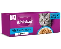 Whiskas 1+ Sélection de poisson en gelée, sachets repas multipack 40 x 85 g