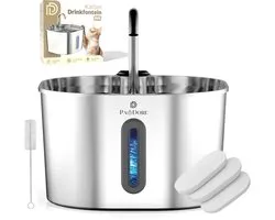 Pawdore Drinkfontein Kat en Hond - Kattenfontein 2.2L - Waterfontein Kat RVS - Incl 5 Filters en Cleaning Tool - Fluisterstil