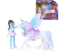 Spinmaster Unicorn Academy Layla & Glacier avec magie des ailes, poupée articulée de 11,4 cm et licorne avec ailes de 12,7 cm, 4 accessoires, jouets poupées et licornes, cadeaux d'anniversaire