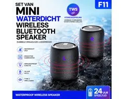 Set van Mini Waterdicht Wireless Bluetooth Speaker Dubbele Draadloze Luidspreker F11 Waterdicht & TWS-stereokoppeling & Subwoofer & Spraakoproepfunctie & Type-C Snelladen, Waterproof Wireless Speaker 24 Uur accu Verjaardag-Cadeau-Muziek