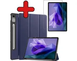 Étui pour Lenovo Tab P12 Cover Book Case Étui de Luxe à trois volets avec découpe pour Lenovo Pen avec protecteur d'écran - Étui pour Lenovo Tab P12 Cover Bookcase - Bleu foncé