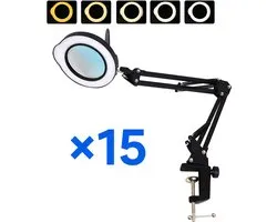 Loeplamp met LED Verlichting - 15x Vergroting - Dimbaar - USB Aansluiting - Aluminium tafelklem - 84 LED Led looplamp - Looplamp - Opvouwbare, stofbestendige loep met deksel - Tafel Loeplamp - Bureaulamp - Diamond Painting Accesoire