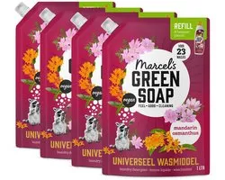 Marcel's Green Soap Universeel Wasmiddel Navulling - Mandarijn & Osmanthus - 4 x 1L - 92 wasbeurten