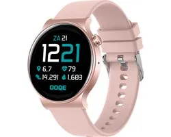 OOQE WATCH CS PRO - Montre connectée Femme | Convient pour iOS et Android | Full HD | Notifications | Analyse de santé | Analyse sportive | Liaison GPS | Appeler | Écouter de la Musique/audio | Jeux | Ergonomique | Français | Or rose
