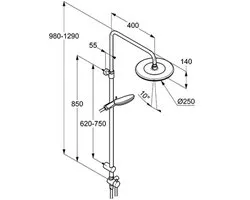 Kludi Freshline douchesysteem zonder douchekraan met hoofddouche Ø25cm en handdouche 3S met doucheslang 160cm chroom