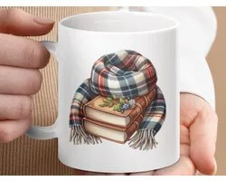 Mug Books et écharpe, Mug douillet, Books, Cadeau amoureux de la lecture, Mug d'hiver, Mug de Noël, Cadeau amoureux des livres, Mug livresque, Mug rat de bibliothèque, Cadeau pour