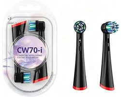 2 brossettes de rechange pour brosse à dents électrique Oral B iO : têtes de brosse Excellence Clean pour iO séries 2 3 4 5 6 7 8 9 10, nettoyage en profondeur et élimination de la plaque dentaire, noir