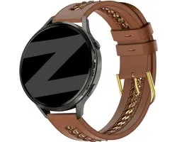 Bandz Bracelet en cuir 'Chains' compatible Samsung Galaxy Watch 7 (40/44mm) / Galaxy Watch 6 (Classic) / Galaxy Watch 5 (Pro) / Galaxy Watch 4 / Watch 3 / Watch FE / Polar Ignite 3-2 / Pacer / Unite / Huawei GT3 - GT2 / Amazfit GTS 4-3-3 Marron
