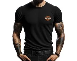 Zwart T-shirt Harley Davidson logo - 100% katoen - casual herenmodel