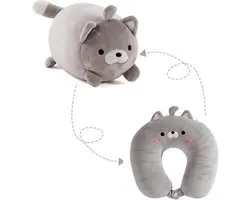 Kraeoke Squirrel 2-in-1 U-Shaped Neck Pillow Neck Support Pillow Deformation Neck Pillow for Camping Hiking Car Plane