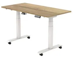 Euroseats Bureau Électrique - réglable, pliable et mobile - 160x80 cm - Cadre blanc - Chêne naturel