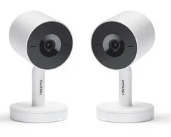 Netatmo Slimme Beveiligingscamera Binnen - Bewakingscamera 2K - Gezichtsherkenning - Bewegingsdetectie - Nachtzicht - Werkt met Google Home & Apple HomeKit - Geen Abonnement - Wit - 2 Pack