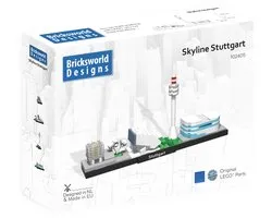 Bricksworld BOC-SKY-STU Architectuur Skyline Stuttgart (D) modules Kunst Museum, Porsche Museum, Fernsehturm & Mercedes-Benz Museum. Samengesteld uit originele nieuwe LEGO® onderdelen.