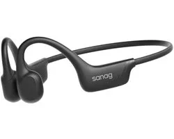 Sanag Open-Ear headphone - Sport Koptelefoon - Headset Hardlopen - IPX7 Waterdicht - Air Conduction 2.0 - 9 uur Batterij - Bluetooth 5.3 - Magnetisch Opladen - Titanium Frame - Zwart