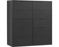 mokebo commode 'Die Stilvolle' (110x117x40cm) sideboard, voor slaapkamer, hal & kinderkamer met 10 houten lades in zwart antracie