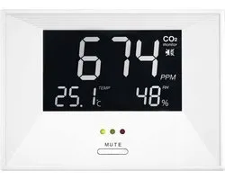 CO2 meter – Luchtkwaliteitsmeter – CO2 meter binnen – CO2 melder & monitor – draagbaar en oplaadbaar – Met alarm