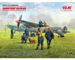 ICM Modelbouwpakket Militaire voertuigen - DS4802 WWII RAF Airfield - Spitfire Mk.IX,Spitfire MkVII,RAF Pilots a Ground Pers 7 fig. Plastic - 1:48 - Modelbouw