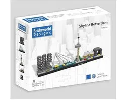 Bricksworld BOC-SKY-ROT Architectuur Skyline Rotterdam (NL) modules Erasmusbrug, Euromast, De Rotterdam, Kubuswoningen & Markthal. Samengesteld uit originele nieuwe LEGO® onderdelen.