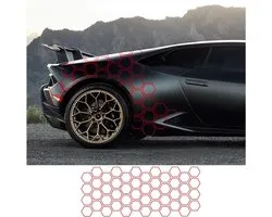 Zelfklevende Auto Zijdeur Decoratie Stickers - Waterdichte Hexagoon Vinyl Graphics, Universeel voor Auto's SUV's Vrachtwagens - Rood