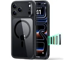Étui ESR Classic Hybrid HaloLock Adapté pour Apple iPhone 18 Pro Max / 17 Pro Max | Compatible avec MagSafe / Qi2 et HaloLock | Coque arrière avec aimant | Bouton de commande de l'appareil photo | Transparent Noir