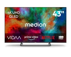 MEDION 108 cm (43 pouces) Téléviseur QLED (Smart-TV, Dolby Vision HDR, HBO Max, MagentaTV, Prime Video, Disney+, DAZN, Paramount+, Dolby Atmos, VIDAA Store, PVR, Bluetooth, MD 843602)