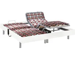 Vente-unique Elektrische relaxbedbodem 2 x 48 contactplaatjes en wit hout van Ysmée - 2 x 70 x 190 cm - OKIN-motors