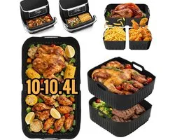 Forme en Silicone Accessoires Friteuses à Air Chaud Convient à Ninja Foodi Flexdrawer AF500EU/AF500EUCP 10,4 L, Accessoires Friteuse à Air Cosori TwinFry 10 L, 3 Pcs Doublures Silicone Friteuse à Air Réutilisables