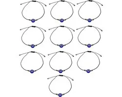 MYSTIC JEWELS - Pack of 10 Turkish Eye Protective Bracelets, Navy Blue, Adjustable Red Cord, Lucky Charm - ShopVlot