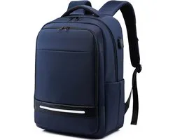 Thijox - Laptop Rugzak 17 Inch Waterdicht Met USB Oplaadpoort, Anti-Diefstal Zakelijke Reizen Werk Computer Rugzak Tas, Blauw, Ideaal Voor School, Col