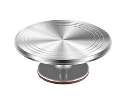 Draaibare taartstandaard met voet - 30 cm - Met antislipmat - Taartplateau - Draaiplateau - Voor het decoreren van taarten, gebak en glazuur - Bakbenodigdheden - Aluminiumlegering